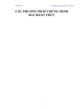 Các phương pháp chứng minh Bất đẳng thức